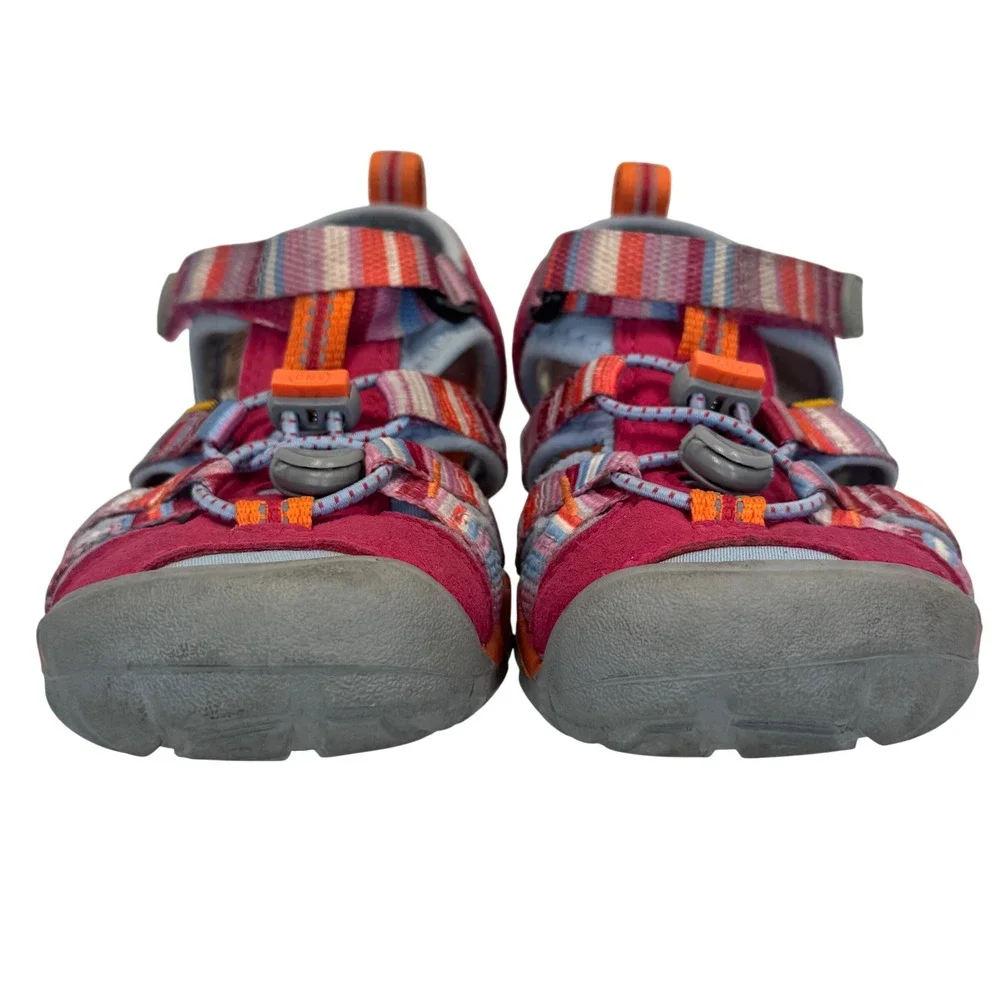 KEEN Seacamp II CNX Kids Sandals Pink Orange Striped Water Shoes Size 12 1016427